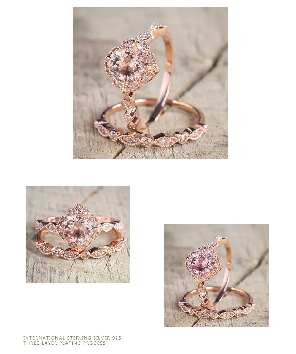 ZDADAN 925 Sterling Silver 18K Rose Gold CZ Rings For Women Wedding Jewelry Party Gift