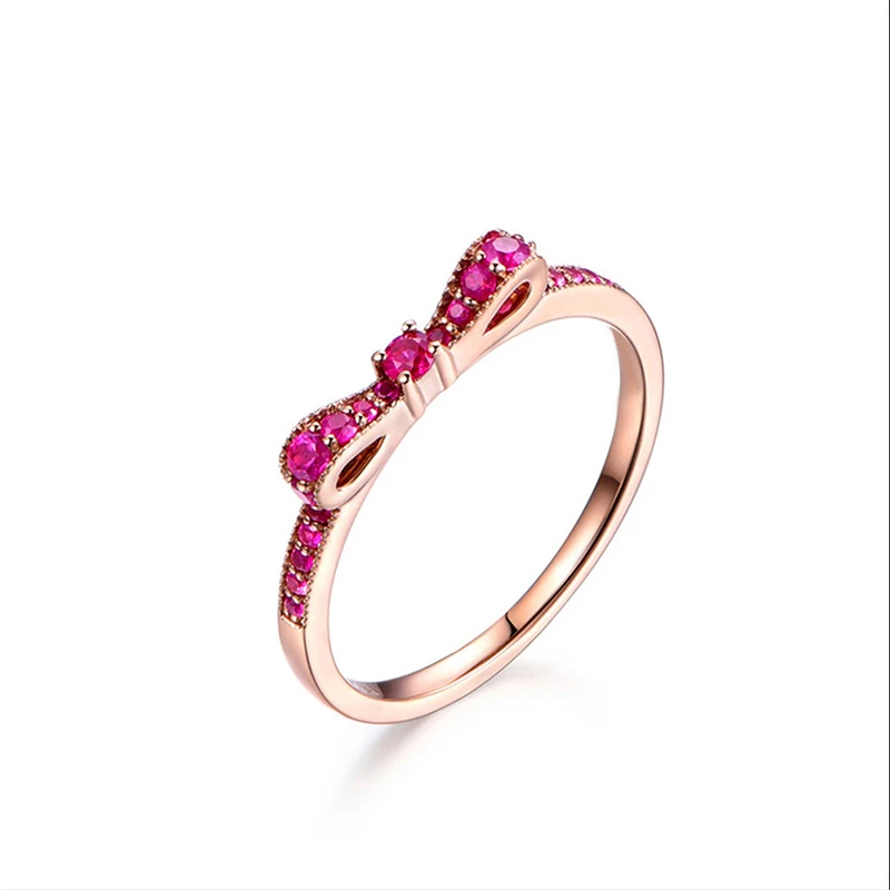 Genuine Silver Plated Rings Bow-knot for Women Exquisite Spinel Stackable Lover's Ring Wedding Birthday Gift Fine Jewelry