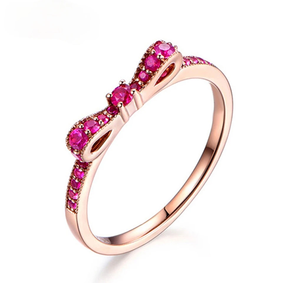 Genuine Silver Plated Rings Bow-knot for Women Exquisite Spinel Stackable Lover's Ring Wedding Birthday Gift Fine Jewelry