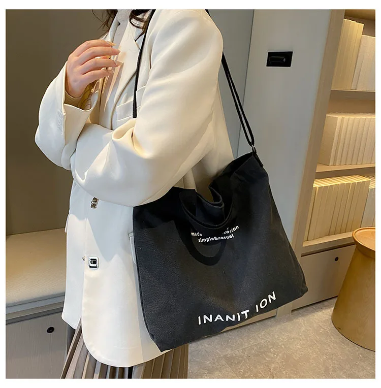 Japanese Canvas Men's and Women's Simple Cross-body Bag Wash Canvas Thick Handbag Large Capacity Arts Students Package Satchel
