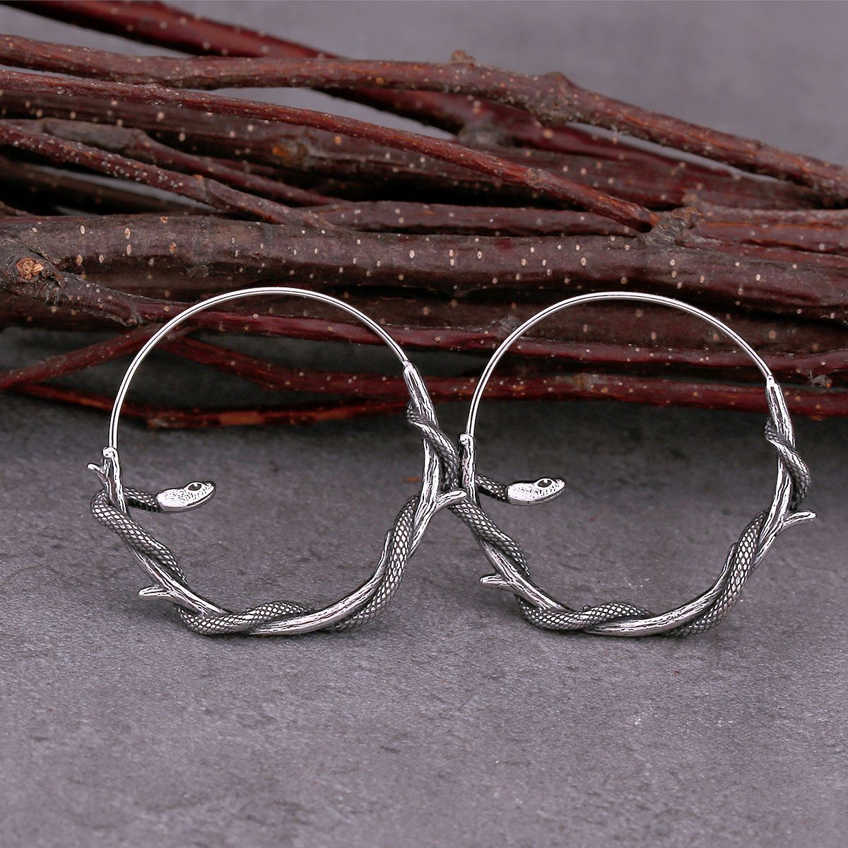 Gothic Animal Snake Hoop Earrings Fashion Simple Stainless Steel Men's and Women's Universal Earrings Rock Party Jewelry Gifts