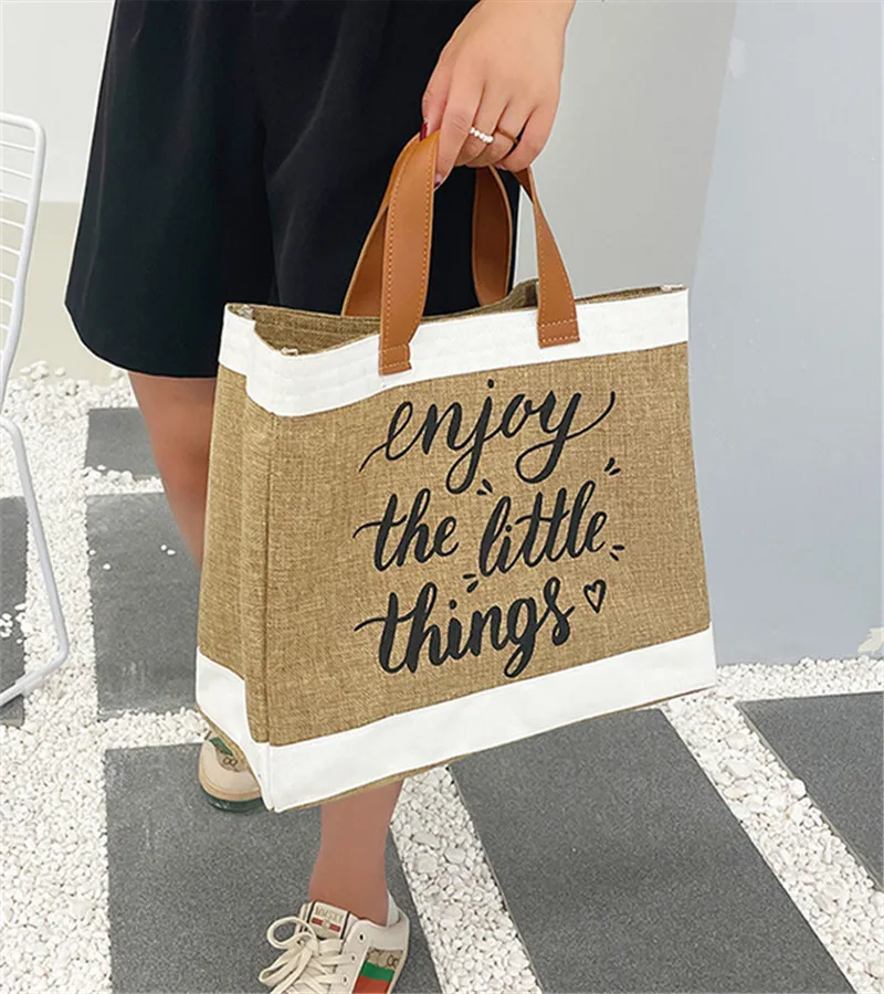 Tote Bag Women Canvas Casual Large Capacity Shoulder Bag For Female Fashion Vintage Handbag Letter Printing Shooper HandBag 2023