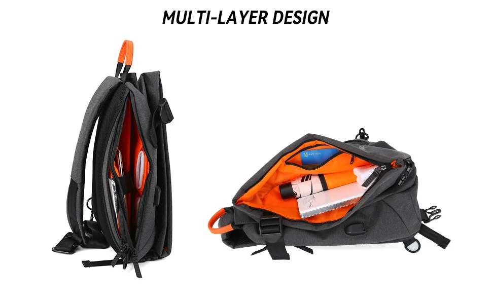 Anti-Theft Crossbody Sling Bag for Men Women,Small Backpack One Shoulder Bag, Chest Bag Sling Backpack for Hiking Biking Travel