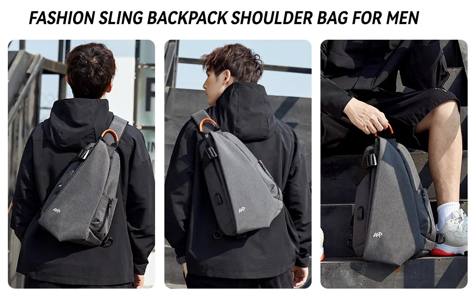 Anti-Theft Crossbody Sling Bag for Men Women,Small Backpack One Shoulder Bag, Chest Bag Sling Backpack for Hiking Biking Travel