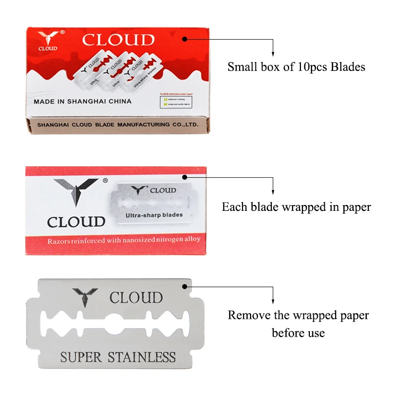 Meisha 100pcs Double-sided Razors Blades Stainless Steel Shaver Blades Men Double Edge Razor Sharp Thin Blade Face Care C0011A