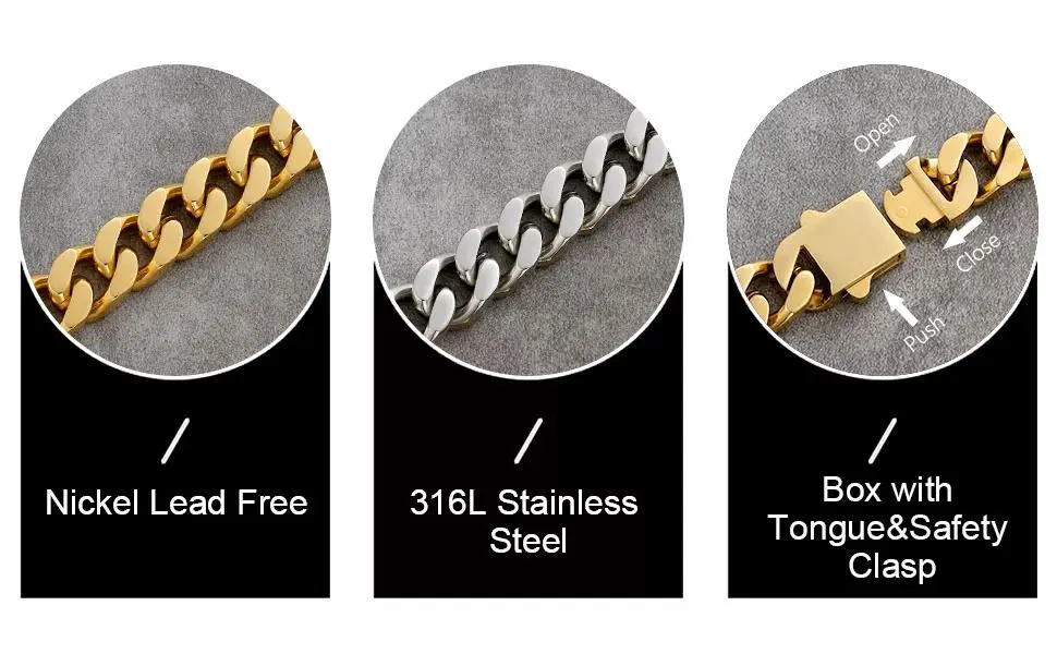 Wholesale Hip Hop Jewelry Stainless Steel Men Flat 4 Side Curb Cuban Link Chain Necklace For Men Drop Shipping