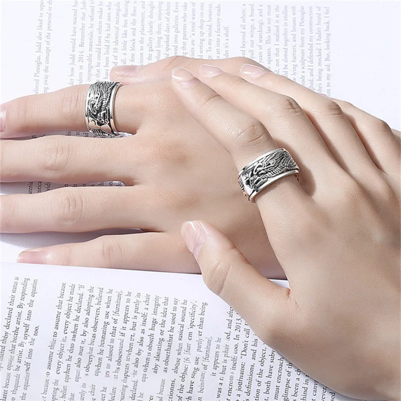 Lucky Dragon Clouds Ring Male Jewelry Rotateable Vintage Personality Men Wide Ring For Boyfriend Finger Accessories Many Sizes