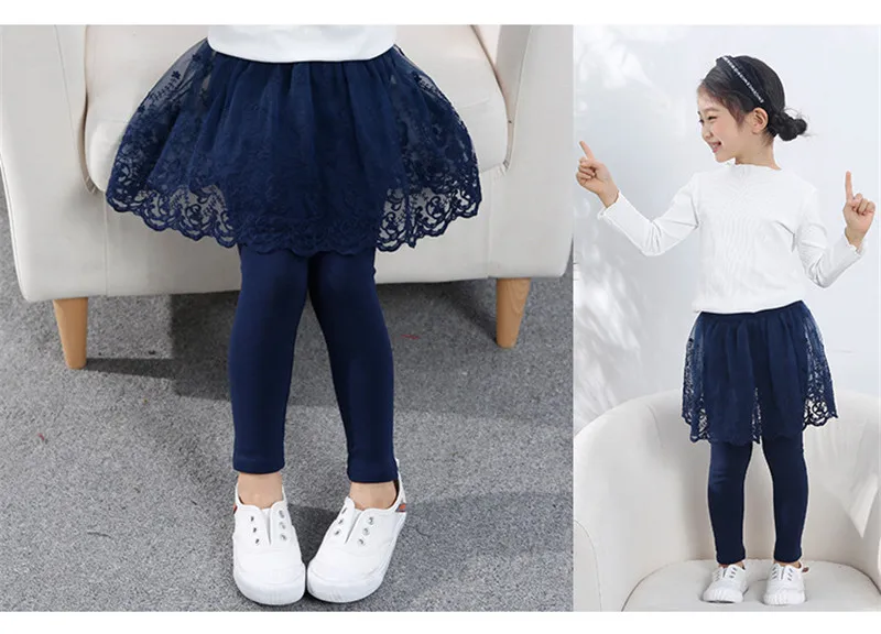 Girls Leggings Spring Autumn Skirt-Pants Lace Princess Kids Trousers Children Pants