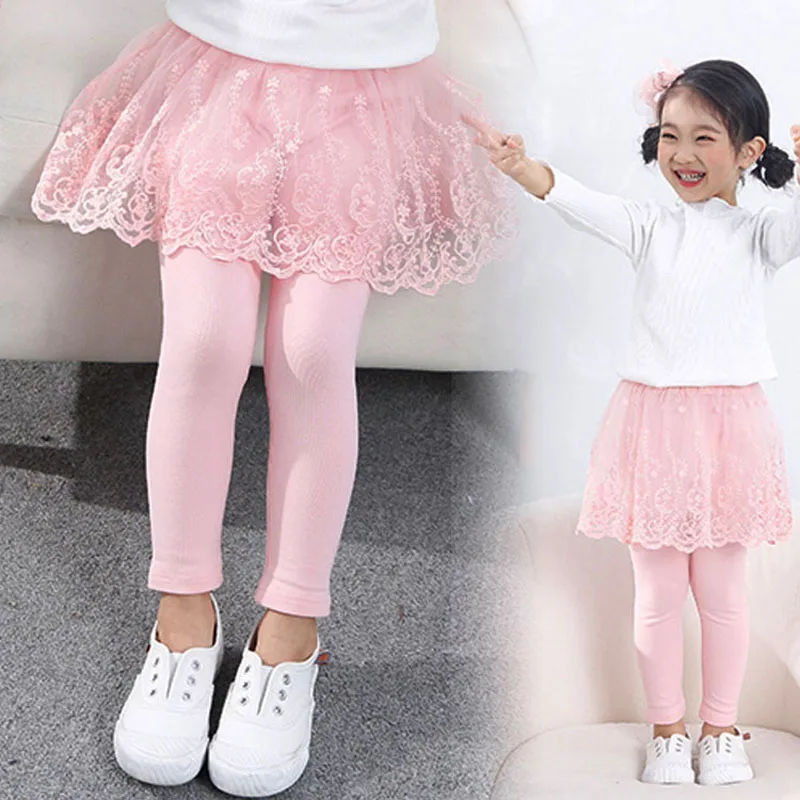 Girls Leggings Spring Autumn Skirt-Pants Lace Princess Kids Trousers Children Pants
