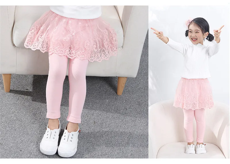 Girls Leggings Spring Autumn Skirt-Pants Lace Princess Kids Trousers Children Pants