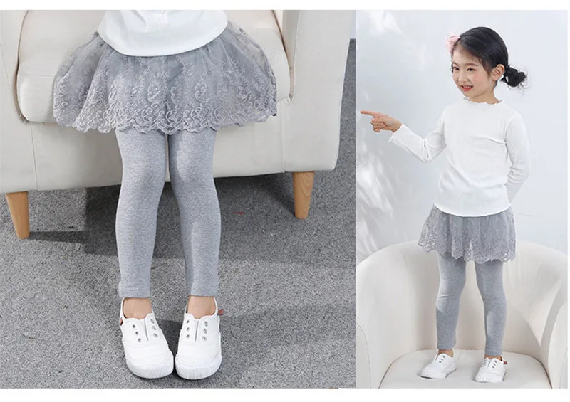 Girls Leggings Spring Autumn Skirt-Pants Lace Princess Kids Trousers Children Pants