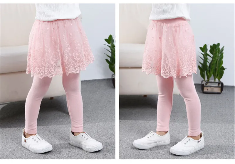 Girls Leggings Spring Autumn Skirt-Pants Lace Princess Kids Trousers Children Pants