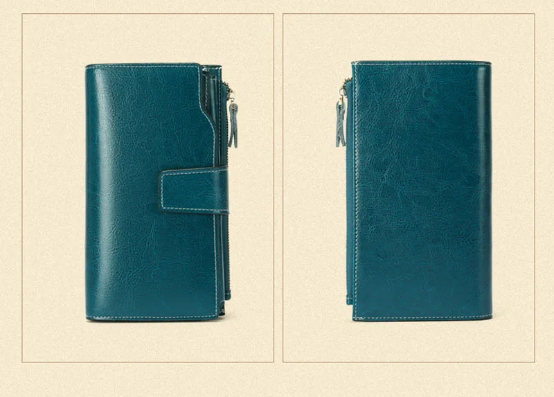 New Rfid Long Women Wallets Clutch Zipper Coin Pocket Female Print Wallet Quality Card Holder Genuine Leather Women Purse