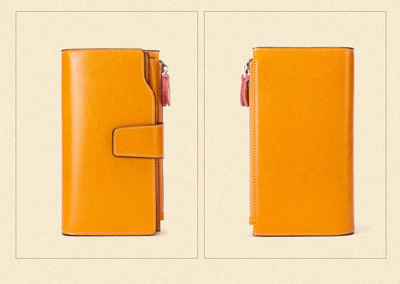 New Rfid Long Women Wallets Clutch Zipper Coin Pocket Female Print Wallet Quality Card Holder Genuine Leather Women Purse