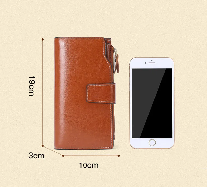 New Rfid Long Women Wallets Clutch Zipper Coin Pocket Female Print Wallet Quality Card Holder Genuine Leather Women Purse