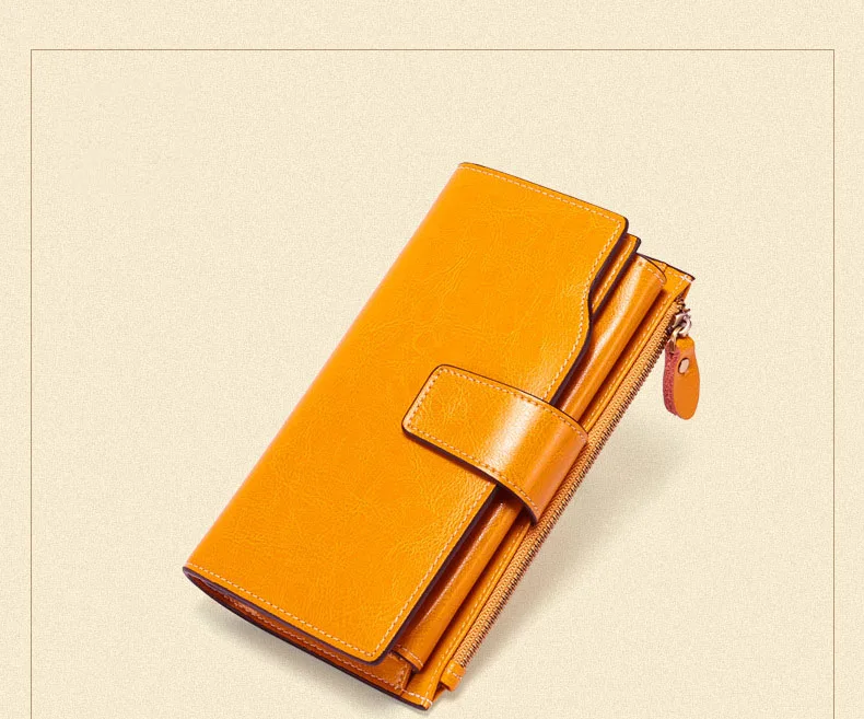 New Rfid Long Women Wallets Clutch Zipper Coin Pocket Female Print Wallet Quality Card Holder Genuine Leather Women Purse