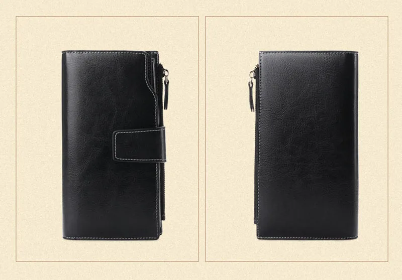 New Rfid Long Women Wallets Clutch Zipper Coin Pocket Female Print Wallet Quality Card Holder Genuine Leather Women Purse