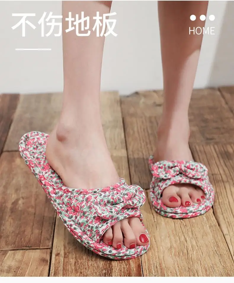 2024 Cotton Shoes Women Household Slippers Indoor Floor Flip Flops Summer Simple Mute Slides Home Sandals Zapatos De Mujer