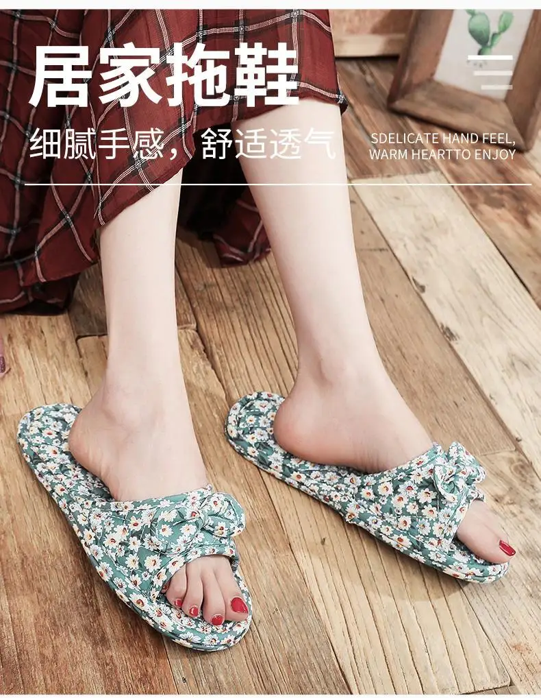 2024 Cotton Shoes Women Household Slippers Indoor Floor Flip Flops Summer Simple Mute Slides Home Sandals Zapatos De Mujer