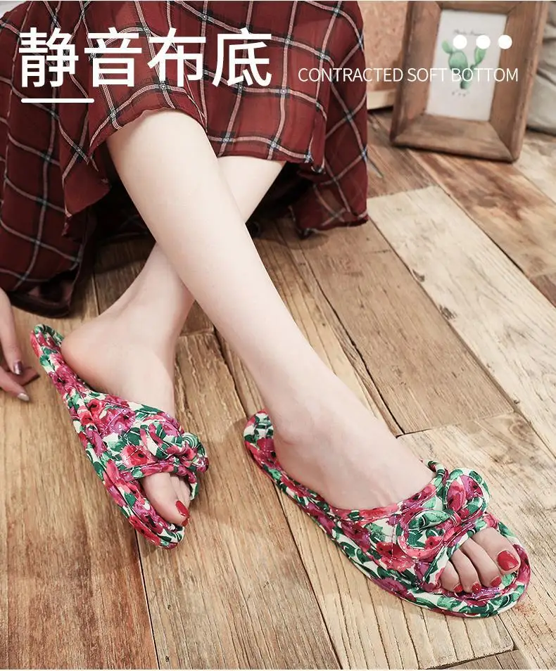 2024 Cotton Shoes Women Household Slippers Indoor Floor Flip Flops Summer Simple Mute Slides Home Sandals Zapatos De Mujer