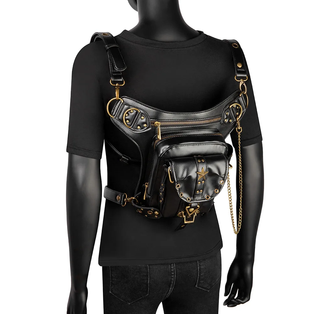 Steampunk Waist Leg Bags Women Men Victorian Style Holster Bag Motorcycle Thigh Hip Belt Packs Messenger Shoulder Bags