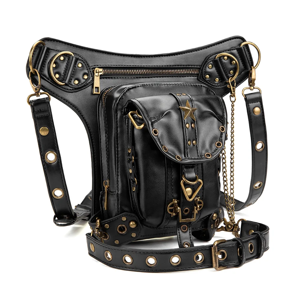 Steampunk Waist Leg Bags Women Men Victorian Style Holster Bag Motorcycle Thigh Hip Belt Packs Messenger Shoulder Bags