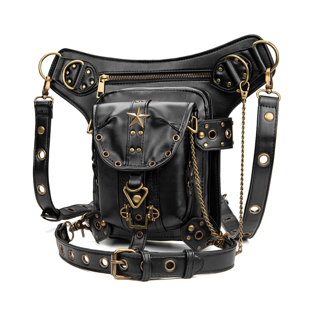 Steampunk Waist Leg Bags Women Men Victorian Style Holster Bag Motorcycle Thigh Hip Belt Packs Messenger Shoulder Bags