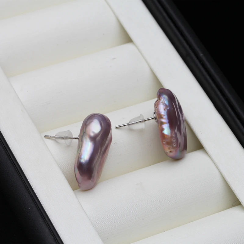 Real Freshwater Earrings For Women,Baroque Pearl Earrings Wedding Gift,925 Silver Pearl Stud Earrings Fine