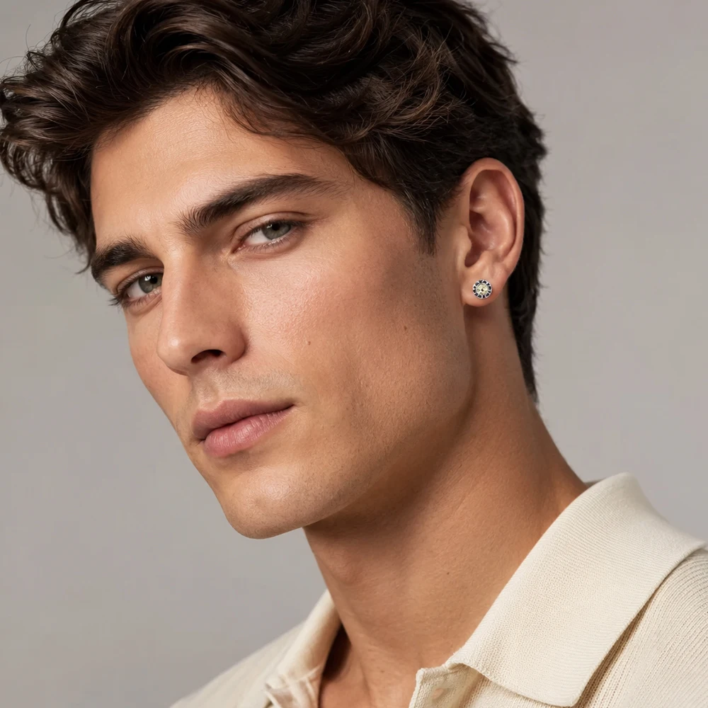 Ear Studs Cross Black Stones Gold Europe Style Delicate Myths Fine Jewerly For Women Men Vintage 925 Sterling Silver Gift