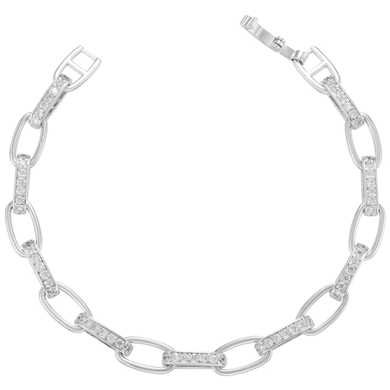 ZHUKOU Creative Gold color women Bracelet CZ Crystal Chain shape Bracelet for Women party Jewelry Wholesale VL183