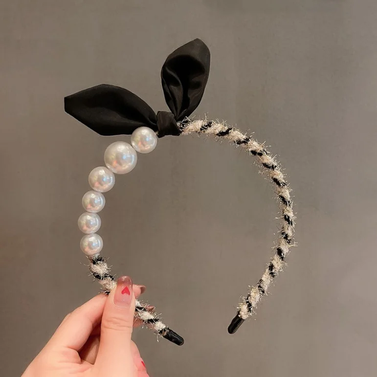 Leather Solid Color Knotted Hairband knitting Hair Hoop Bow Headband Women Girls Retro makeup Hair Accessories