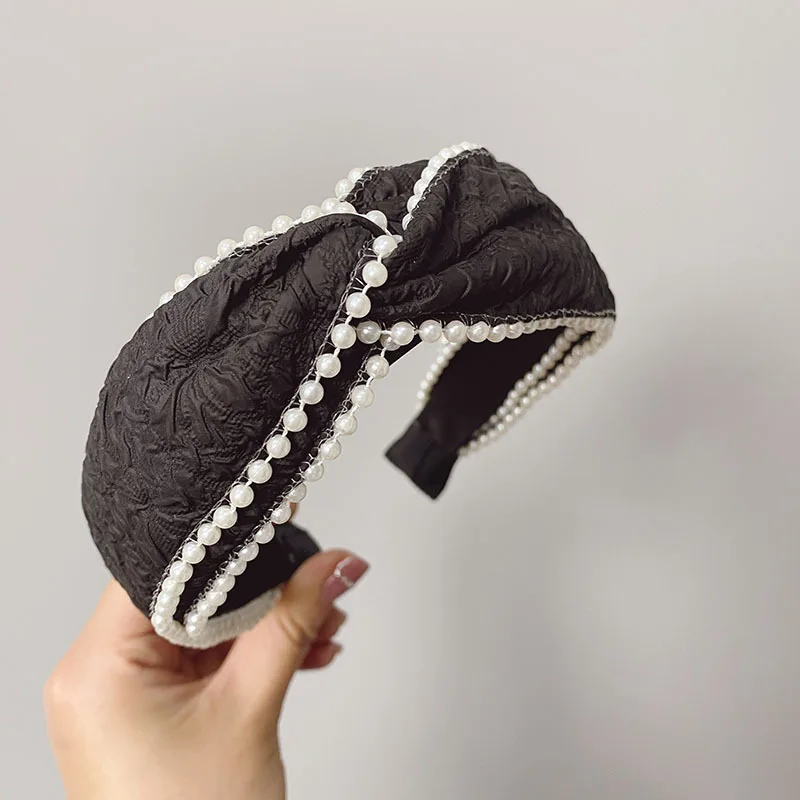 Leather Solid Color Knotted Hairband knitting Hair Hoop Bow Headband Women Girls Retro makeup Hair Accessories