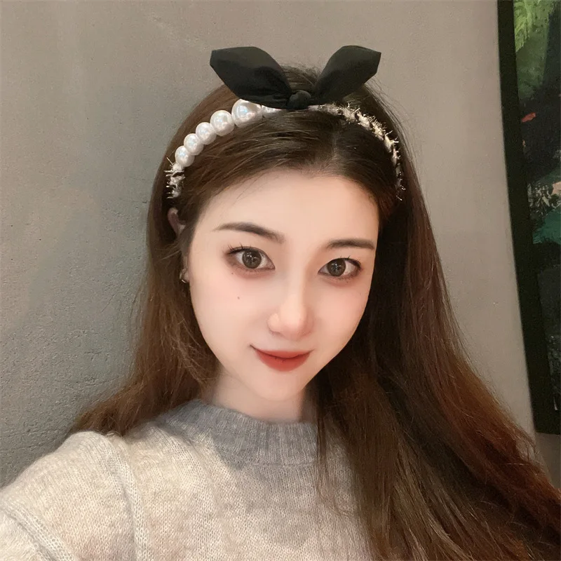 Leather Solid Color Knotted Hairband knitting Hair Hoop Bow Headband Women Girls Retro makeup Hair Accessories