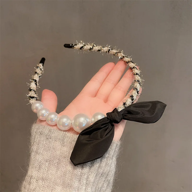 Leather Solid Color Knotted Hairband knitting Hair Hoop Bow Headband Women Girls Retro makeup Hair Accessories