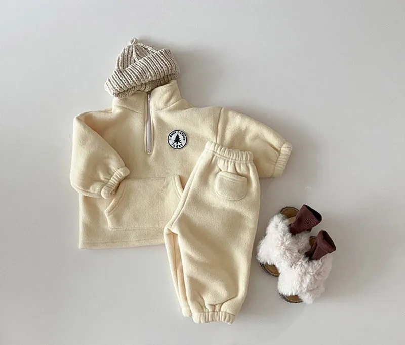 New Toddler Boys Clothes Set Outfit Children Warm Fleece Swearshirt Baby Girls Pullover Tops + Pants Suit 2pcs Kids Clothing Set