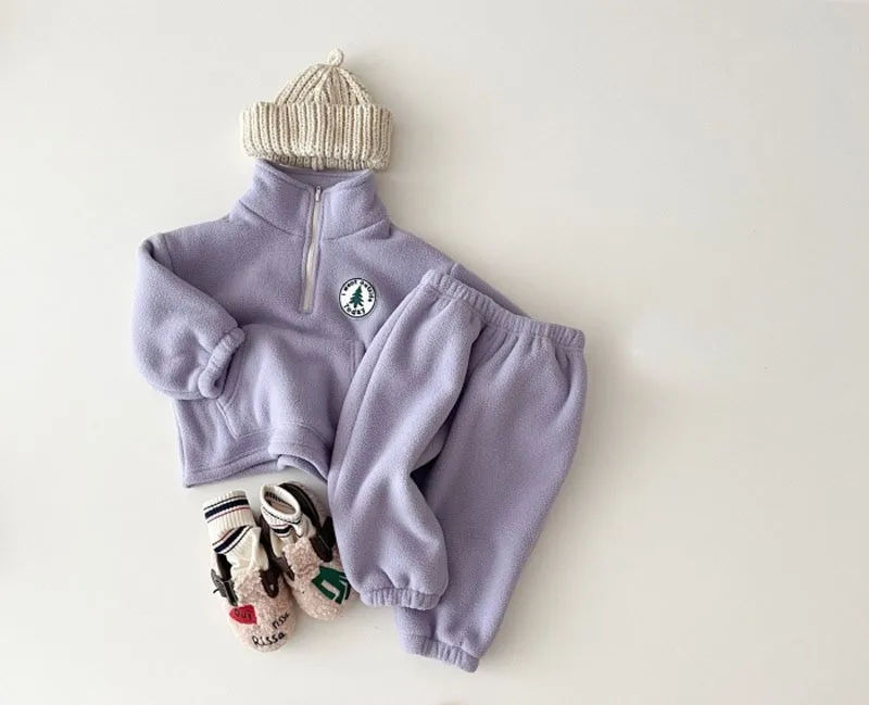 New Toddler Boys Clothes Set Outfit Children Warm Fleece Swearshirt Baby Girls Pullover Tops + Pants Suit 2pcs Kids Clothing Set