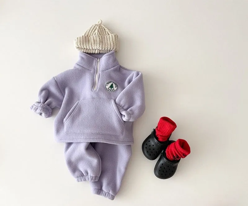 New Toddler Boys Clothes Set Outfit Children Warm Fleece Swearshirt Baby Girls Pullover Tops + Pants Suit 2pcs Kids Clothing Set