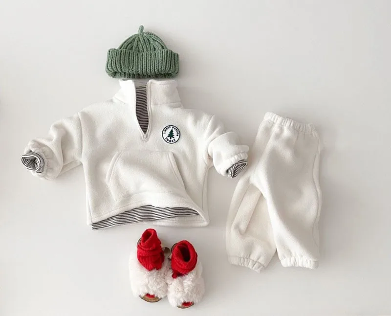 New Toddler Boys Clothes Set Outfit Children Warm Fleece Swearshirt Baby Girls Pullover Tops + Pants Suit 2pcs Kids Clothing Set
