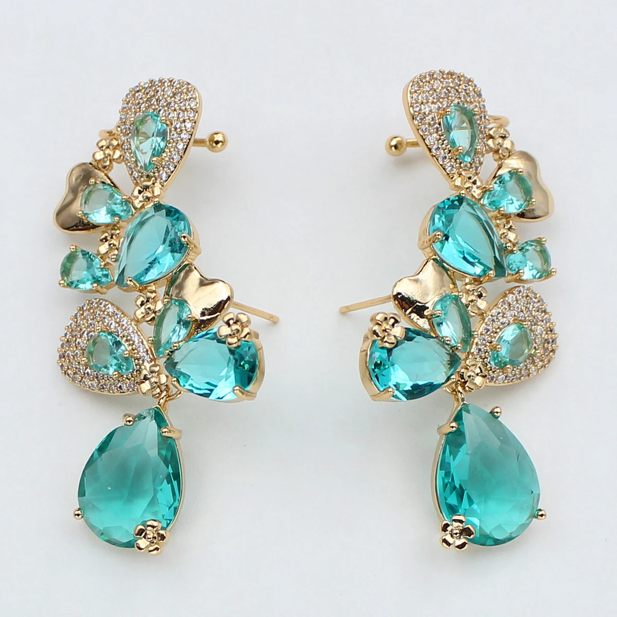 Luxury Women Earrings Long Tassel Party Bridal Wedding Jewelry Green Red Purple Zircon Small Water Drop Earrings for Women Gift
