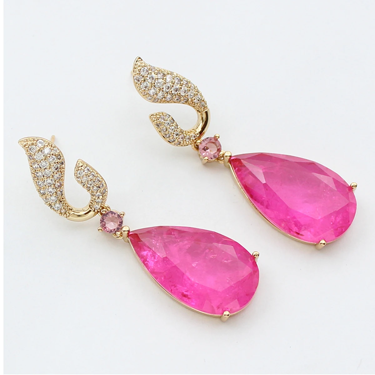 Luxury Women Earrings Long Tassel Party Bridal Wedding Jewelry Green Red Purple Zircon Small Water Drop Earrings for Women Gift