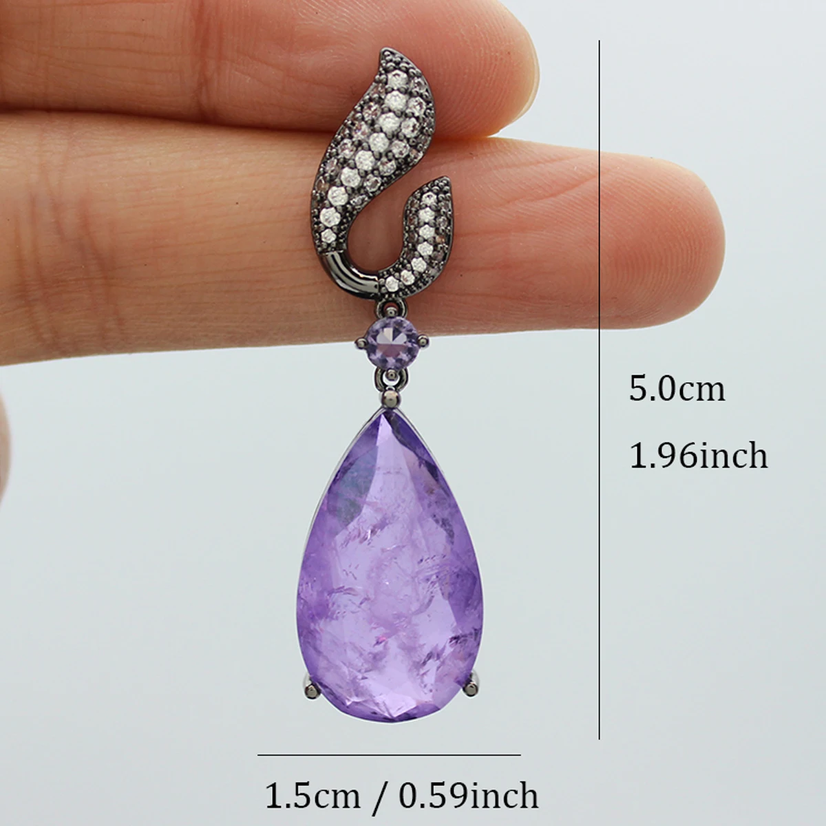 Luxury Women Earrings Long Tassel Party Bridal Wedding Jewelry Green Red Purple Zircon Small Water Drop Earrings for Women Gift