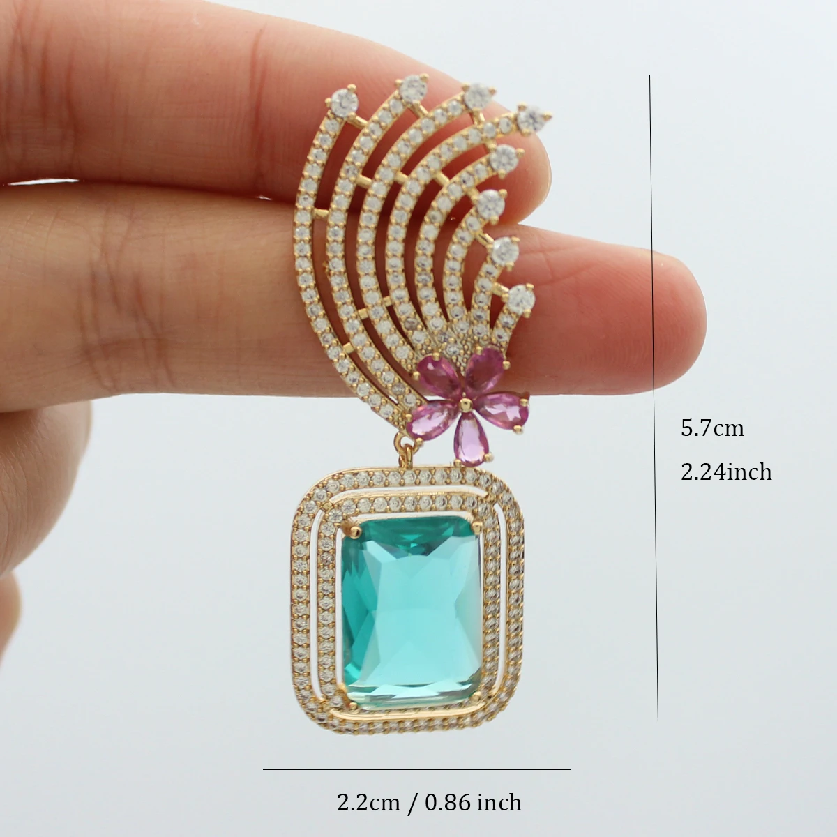Luxury Women Earrings Long Tassel Party Bridal Wedding Jewelry Green Red Purple Zircon Small Water Drop Earrings for Women Gift