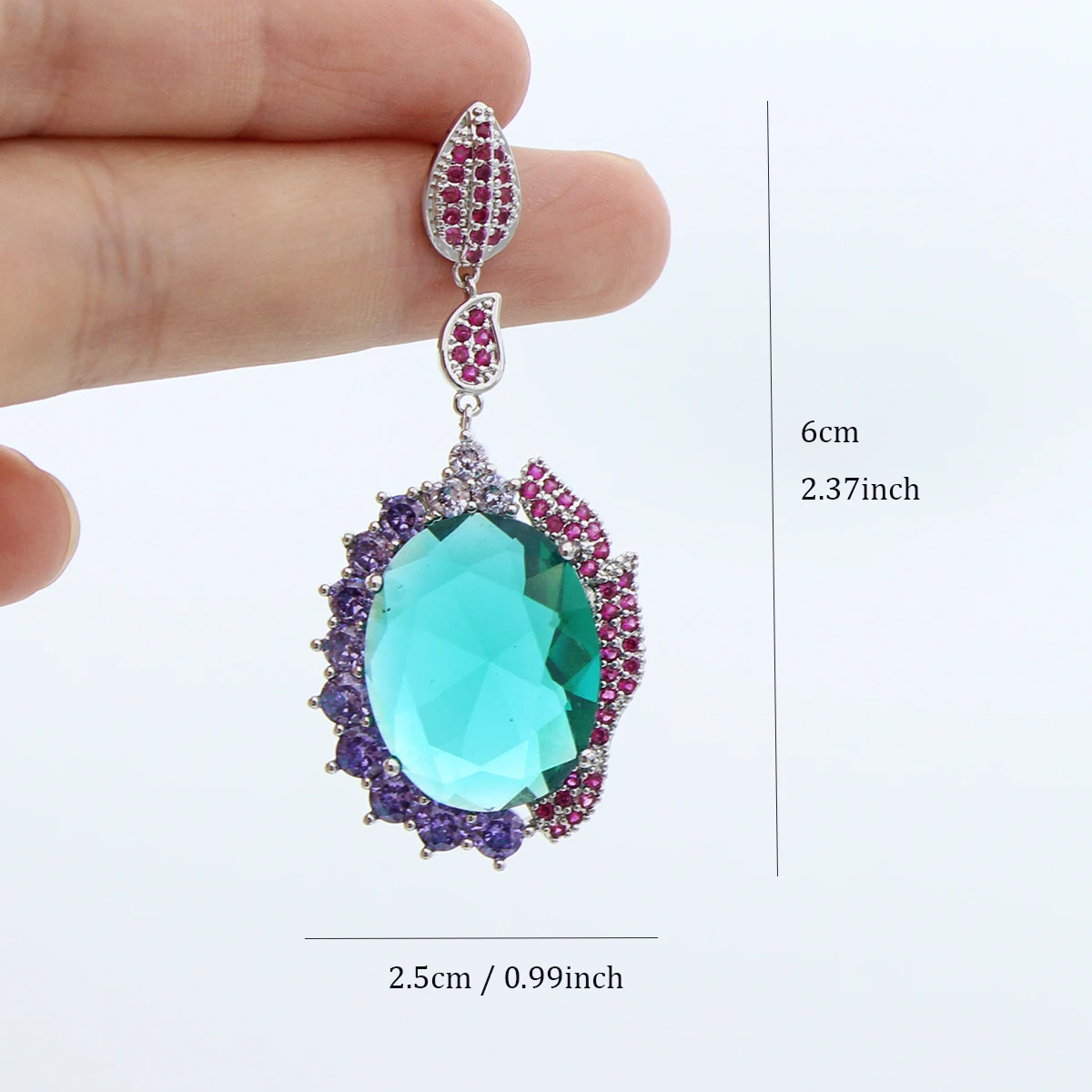 Luxury Women Earrings Long Tassel Party Bridal Wedding Jewelry Green Red Purple Zircon Small Water Drop Earrings for Women Gift