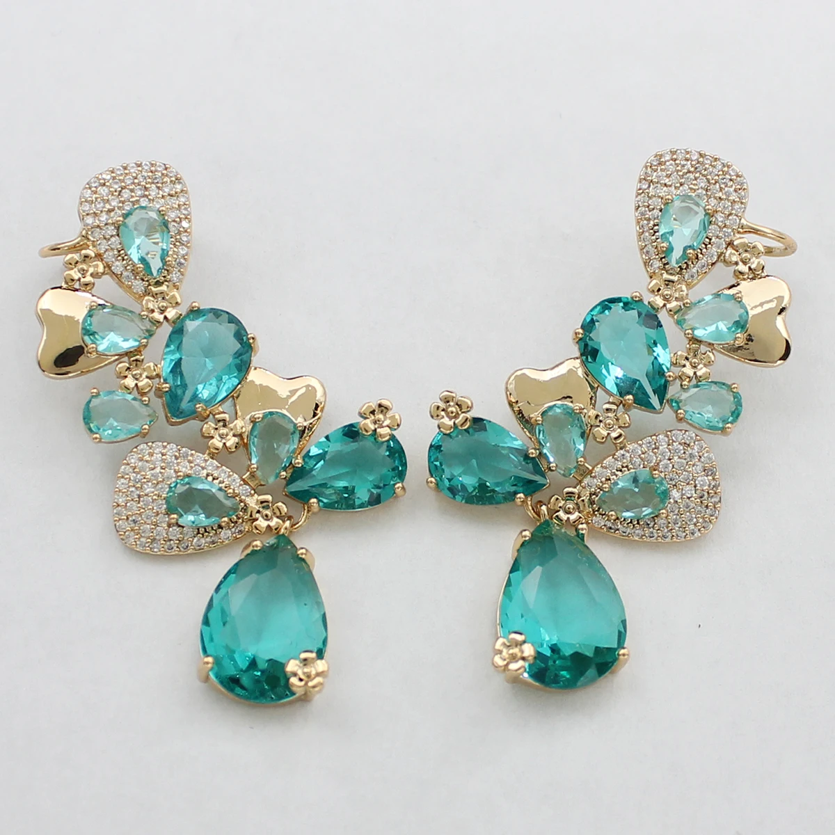 Luxury Women Earrings Long Tassel Party Bridal Wedding Jewelry Green Red Purple Zircon Small Water Drop Earrings for Women Gift