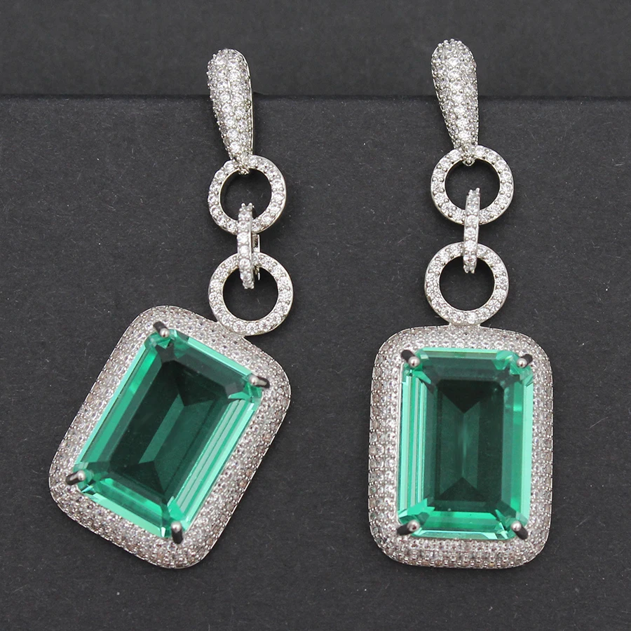 Luxury Women Earrings Long Tassel Party Bridal Wedding Jewelry Green Red Purple Zircon Small Water Drop Earrings for Women Gift