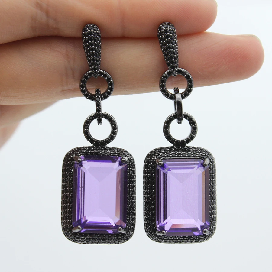 Luxury Women Earrings Long Tassel Party Bridal Wedding Jewelry Green Red Purple Zircon Small Water Drop Earrings for Women Gift