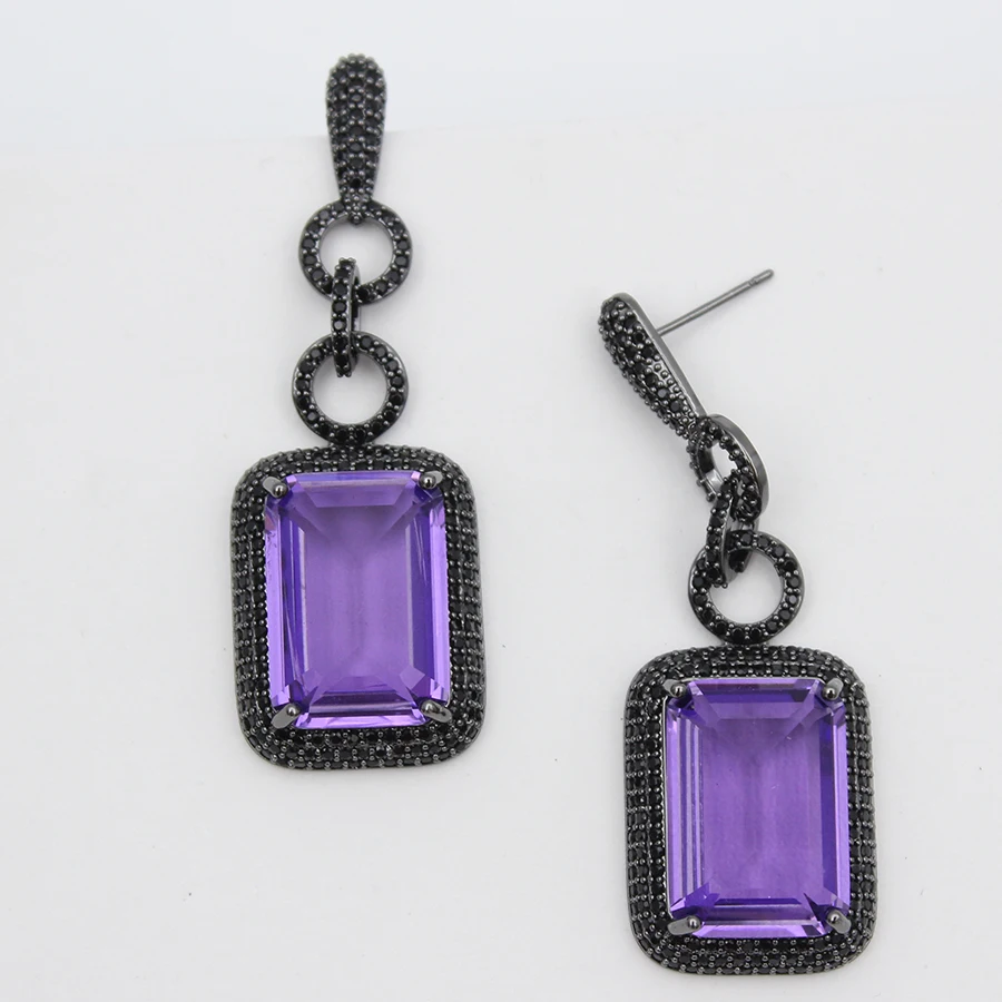 Luxury Women Earrings Long Tassel Party Bridal Wedding Jewelry Green Red Purple Zircon Small Water Drop Earrings for Women Gift