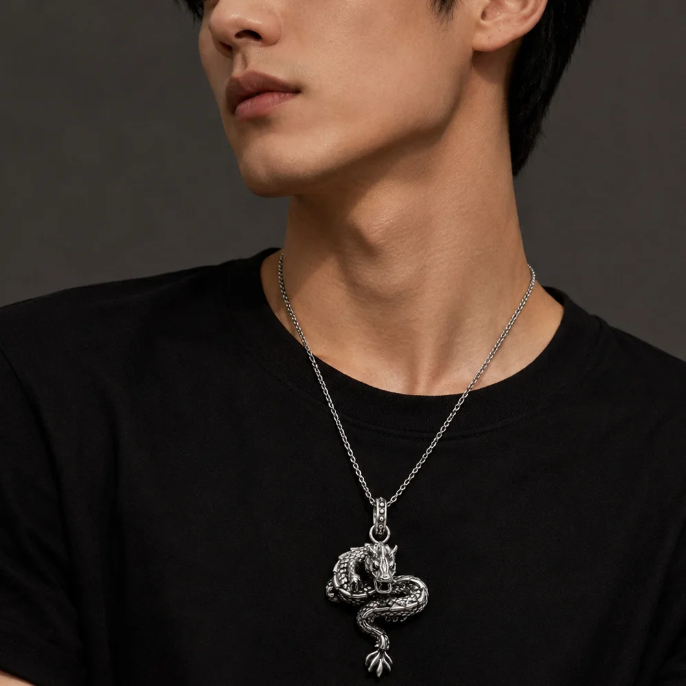 Pendant Dragon Brand New Punk Fashion Jewelry Europe 925 Sterling Silver Accessories Gift For Women & Rebel Men