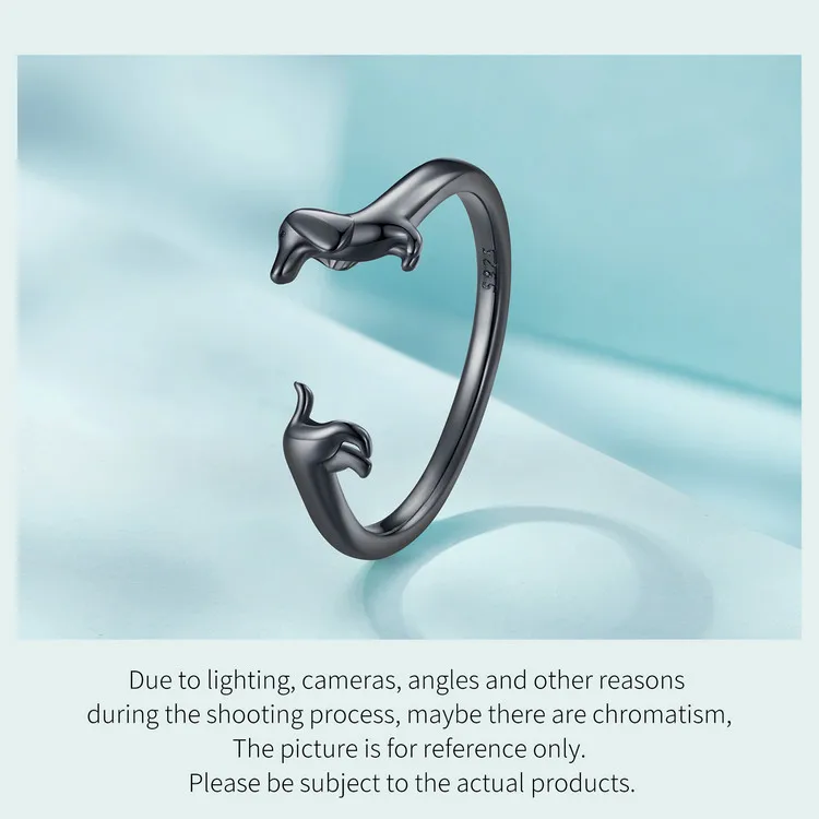 WOSTU 925 Sterling Silver Dachshund Dog Rings Adjustable Cut Animal Open Ring for Women Original Pet Lover Fine Jewelry Gift