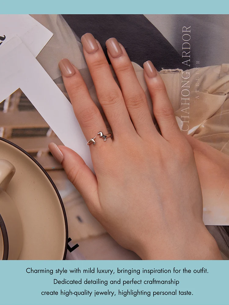 WOSTU 925 Sterling Silver Dachshund Dog Rings Adjustable Cut Animal Open Ring for Women Original Pet Lover Fine Jewelry Gift
